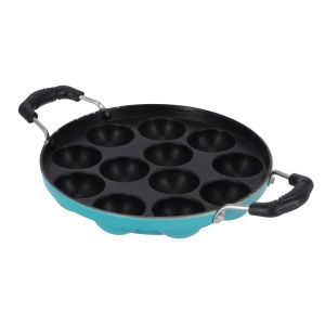 Royalford 3 Layer Coating Strong Body 12 Pits Non Stick Panniyarakal - Cast Iron - Blue