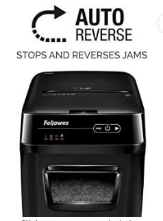 Fellowes AutoMax 150C 150-Sheet Cross-Cut Auto Feed Shredder with Jam Protection for Hands-Free Shredding (4680001), Black