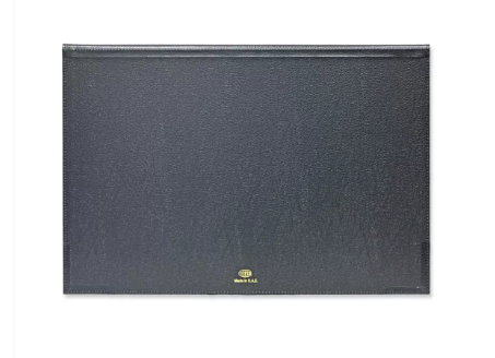 FIS Year Planner 2024 (English/French) with Vinyl Desk Blotter and Bonded Lether Flap, Black - FSDKVIBLEF24BK