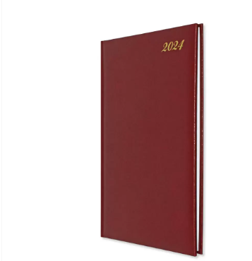 FIS Executive Diary 2024 English/French (1-Week at a glance) Vinyl, 1Side Padded, Cover Maroon - FSDI34E24MR