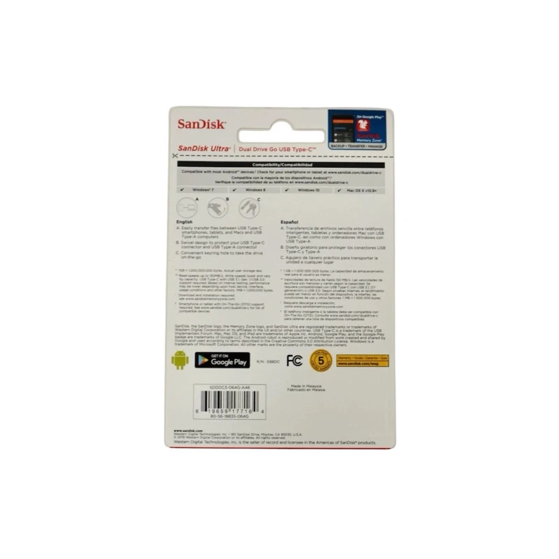 SanDisk 64GB Ultra Dual Drive Go USB Type-C Flash Drive SDDDC3-064G-G46