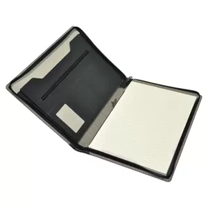 FIS Executive Folder Italian PU Cover with Zipper, Writing Pad, Ivory Paper, Single Ruled, 80 Sheets with Gift Box, 24 x 32 cm - FSGTEX1601