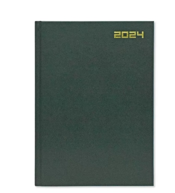 FIS 2024 Agenda Diary English Vinyl Hard Cover, Green - FSDI75EV24GR