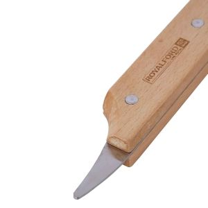 Royalford Coconut Cutter With Wooden Handle - Stainless Steel - Silver & Brown