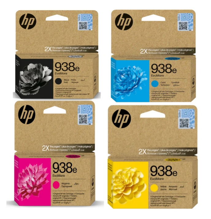 Hp 938e EvoMore 4-Color set of High Capacity Ink Cartridges for HP Officejet Pro 9730 9110 9120 9130 9720 Series Printers