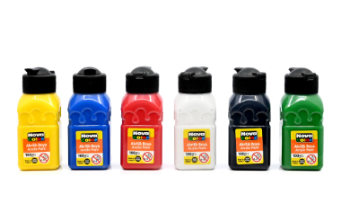 Nova Color Acrylic Paint 100G, 6 Colors (Blue,Red,Yellow,Green,Black,White) -KRPBNC-2005