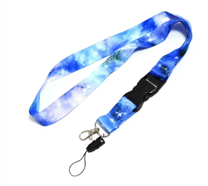 FIS Bag of 10 Fancy Lanyards with Metal Hook Width:2.5CM, Length:90CM Blue Color - FSNAF5