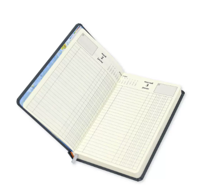 FIS French Diary 2024, Bonded Leather 1-Side Padded, Round Corner, Grey - FSDI29FRB24GY