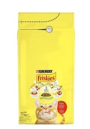 Purina Friskies Dry Cat Food With A Tasty Mix Of Beef And Chicken And Vegetables 1.7kg