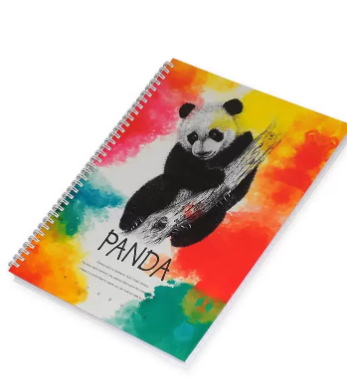 FIS Pack Of 5 Spiral Hard Cover Notebook, 96 Sheets A4 Panda Design 3 -FSNBSHCA496-PAN3