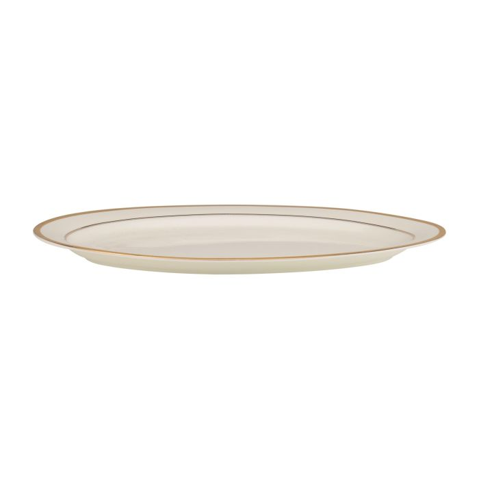 Premium Bone China Plates, 14" Oval Dinner Plate, RF10466 | Deep Plate With Elegant Golden Border | Ideal For Dinner, Lunch, Breakfast, Parties & More