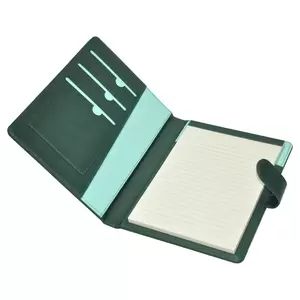 FIS Executive Folder Italian PU Cover With Writing Pad, Green Color, Ivory Paper, Single Ruled, 80 Sheets with Gift Box, 18 x 23 cm Size - FSGT1823PUWGR