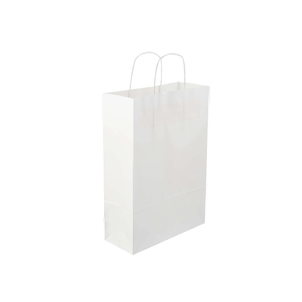 White Twisted Handle Paper Bag 26x10x36 Cm 100 Pieces