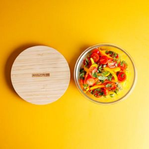 Royalford Round Glass Food Container With Lid - Plastic - Clear - RF10324