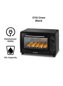 Electric Oven Multifunction With Double Glass And Rotisserie For Toasting/Baking/Broiling 45 L 1800 W TRO45RDG-B5 Black