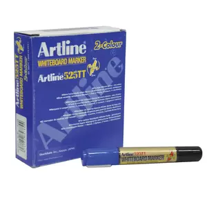 Artline 525T 2in1 Whiteboard Markers 2.0mm-5.0mm, Pack of 12 Pcs, Blue/Red Colors, Polyester Fibre Tip - ARMK525TBLRE