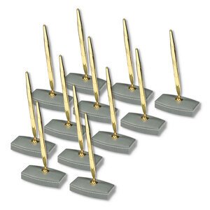 FIS Executive Conference Room Set of Bonded Leather Desk Blotter, Coaster and Pen Holder with Pen - Grey - FSDSCONFRSETGY