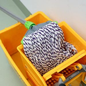 Royalford Dual Colour Cotton Mop Pvc Coated Wooden Handle - Multicolour