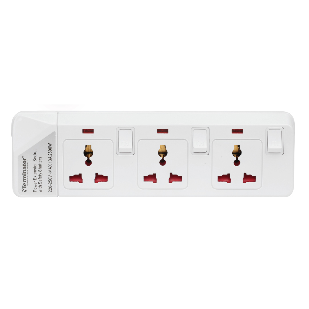 3 Way Universal Power Extension Socket