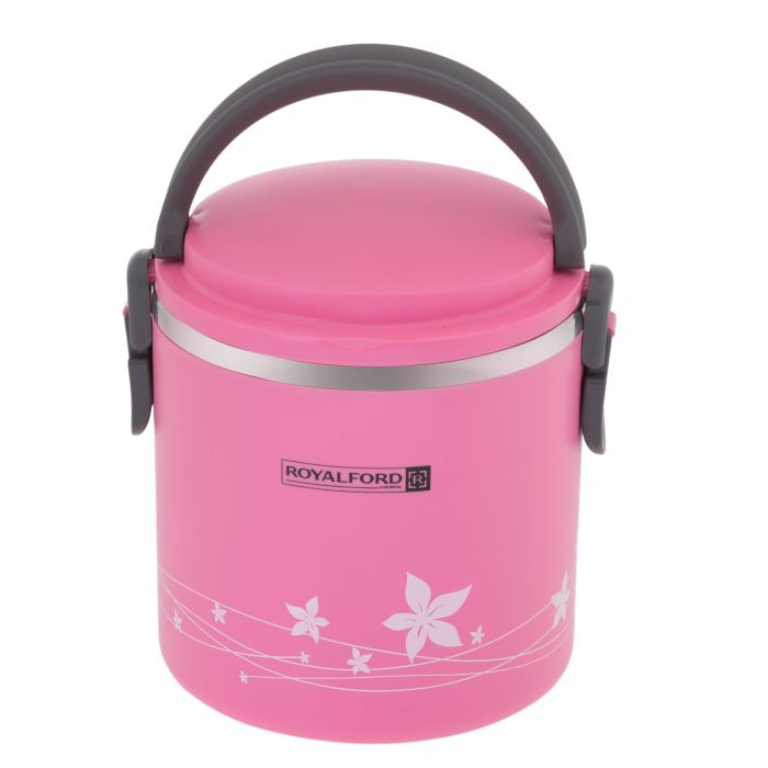 Royalford RF5650PN 1.80L Lunch Box - Portable Stainless Steel Stackable Compartment Lunch/Snack Box, 2-Tier Bento /Food Container, Leak-Proof | Microwave & Dishwasher | Ideal For Office Trekking & Mor