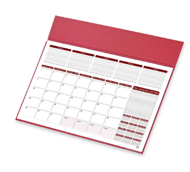 FIS Year Planner 2024 (English/French) Vinyl Desk Blotter, Red - FSDKVIEF24RE