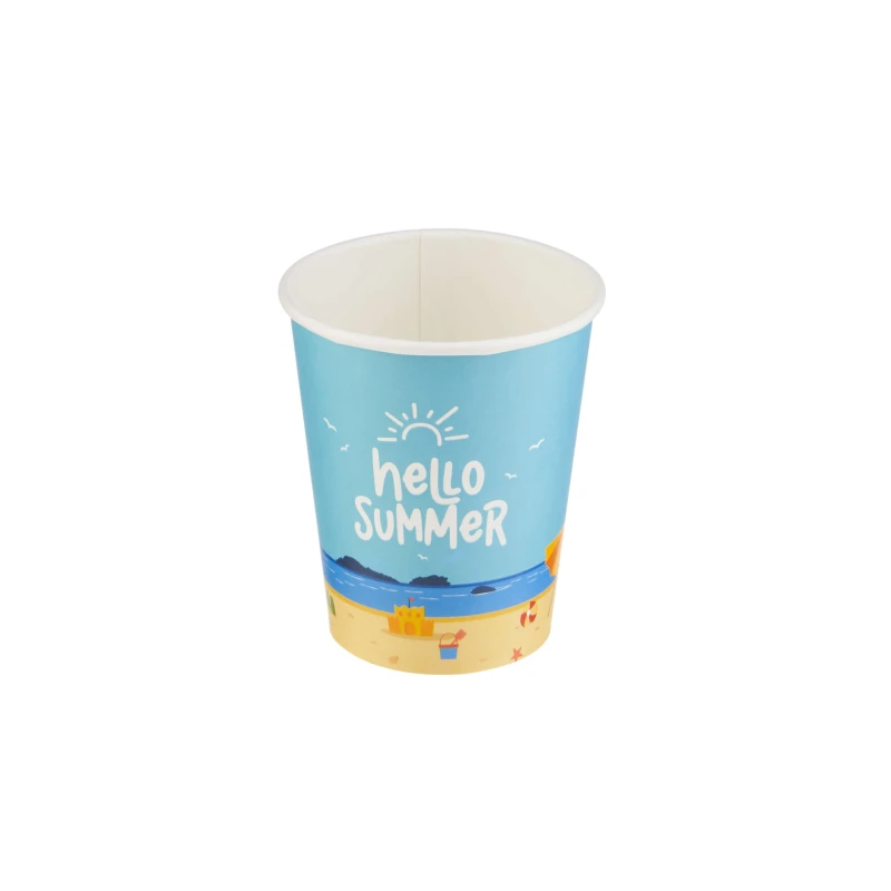 Hello Summer Single Wall Paper Cups 8 Oz 25 Pieces