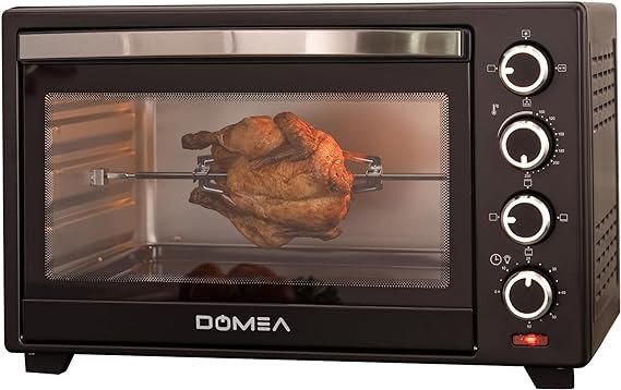 DOMEA Electric Toaster Oven | Counter Top Oven With Rotisserie function| Convection Function | Grill And Baking Tray | Adjustable Heat Settings | 60 Minutes Timer, 40 Litre, 1600W