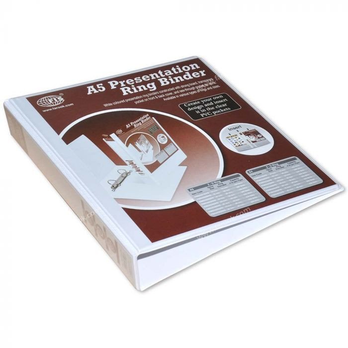 FIS Presentation Binder A5, 2D 25mm Ring 1.50 Inch Spine White - FSBDA5225DPB