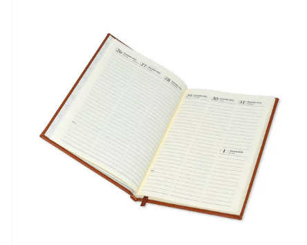 FIS Diary 2023 English (1-Week at a glance) A5, Italian PU, 1-Side Padded, Brown - FSDI78EP23DBR