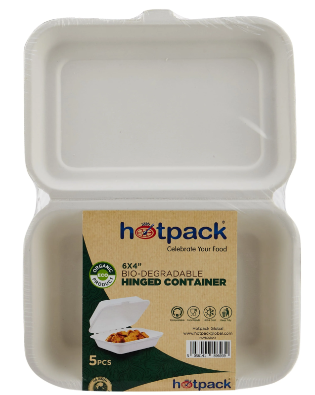 Bio-Degradable Hinged Container 5 Pieces