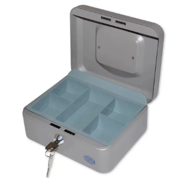 FIS Cash Box with Key 8 Inch Matt Finish Grey Color - FSCPTS0032GY