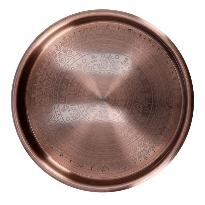 Royalford RF9568 40cm Copper Plated Round Tray - Round Plate | Fade Proof | Thali For Multi-Purpose | Candle Holder Centrepiece, Home Dcor Decorative Table, Plants | Ideal For Home, Hotel & Restaurant