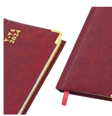 FIS 2024 Golden Slim Arabic English Diary Vinyl, 1 Side Padded Maroon -FSDI52AEG24MR