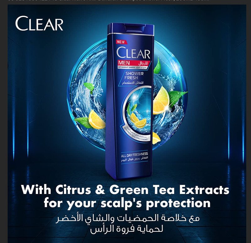 Clear Shower Fresh Men's Shampoo for All Hair Types, 400ml