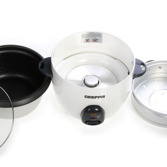 Geepas GRC35017UK 1L Rice Cooker With Steamer | 400W | Non-Stick Inner Pot, Automatic Cooking, Easy Cleaning, High-Temperature Protection - Make Rice & Steam Healthy Food & Vegetables - 2 Years Warran