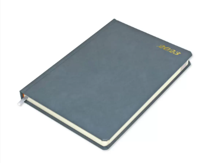 FIS Agenda Diary 2023 (English) Bonded Leather, 1-Side Padded, Grey - FSDI75EB23GY