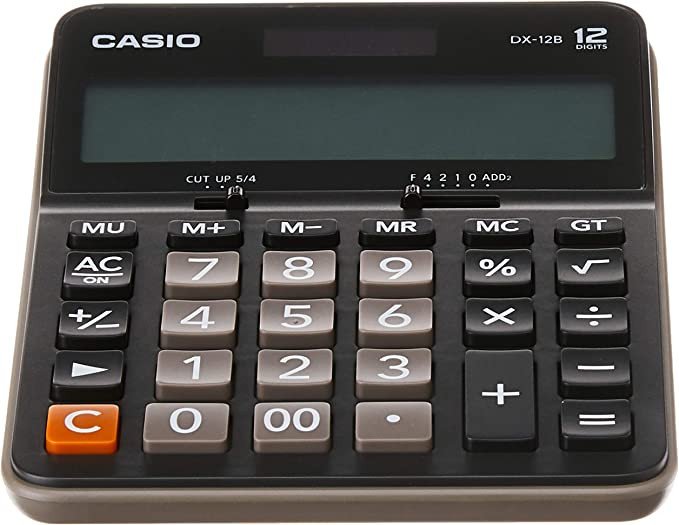 Casio DX-120B 12-Digit Basic Calculator Black/Grey/White