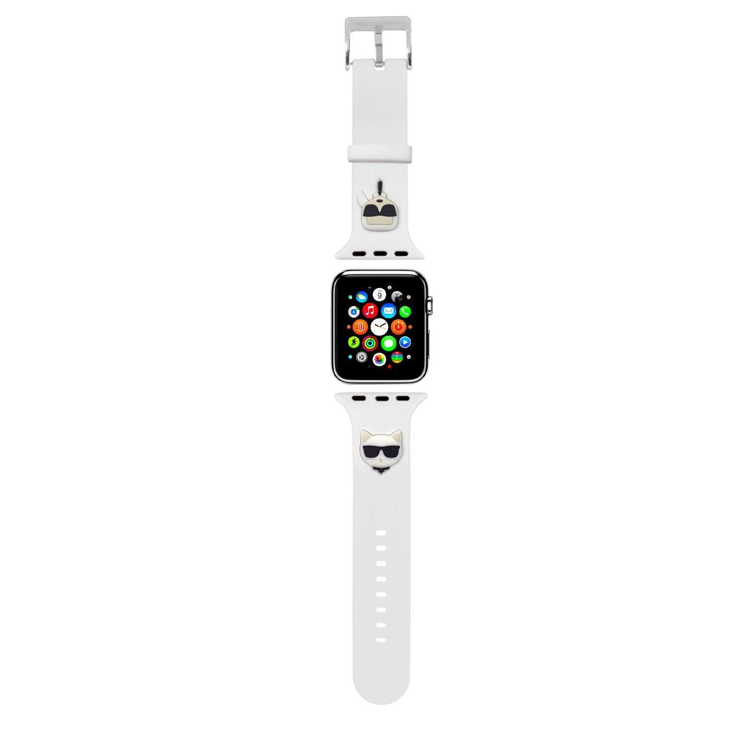 Karl Lagerfeld Strap Silicone Karl & Choupette Head Logo for Apple Watch 38/40MM - White