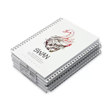 FIS Pack Of 5 Spiral Hard Cover Notebook, 96 Sheets A5 Swan Design 4 -FSNBSHCA596-SWA4