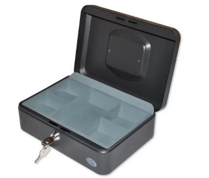 FIS Cash Box with Key 10 Inch, Matt Finish Black Color - FSCPTS0025BK