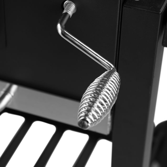 Wheeled Barbecue Stand With Grill, Iron Construction, RF10355 | Two Wheels For Easy Transport | Steel Handle | Built-In Thermometer | Two-Layer Enamelled Cooking Grills