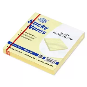 FIS Sticky Note Pad, 3X3 inches, Pack of 12, Ruled Pastel Yellow -FSPO3X3RPYL