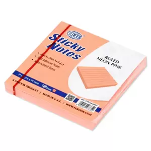 FIS Sticky Note Pad, 3X3 inches, Pack of 12, Ruled Neon Pink -FSPO3X3RNPI