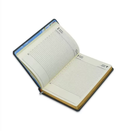 FIS A5 Diary 2023 (Arabic/English) Golden Bonded Leather, Grey - FSDI26AEGB23GY