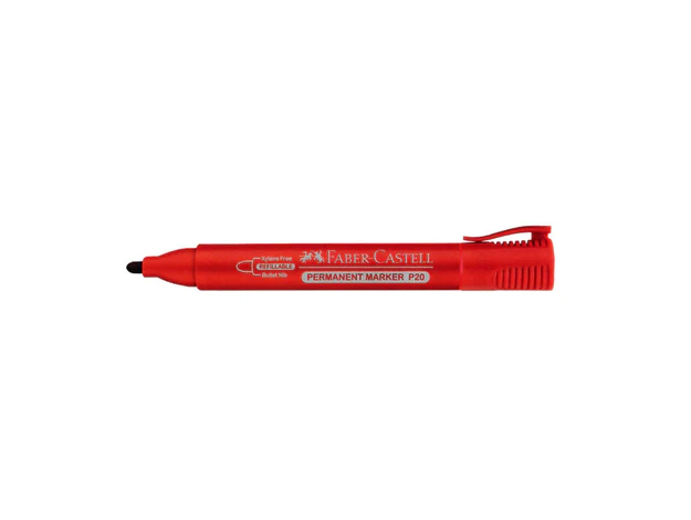 Faber Castell Permanent Marker, Bullet Tip, Red