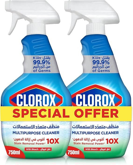 Clorox Multipurpose Spray Cleaner With Bleach, Pack Of 2 X 750Ml