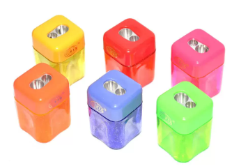 FIS Pencil Sharpeners 2 Holes, Square Shape, Pack of 12 Pieces - FSSP1351