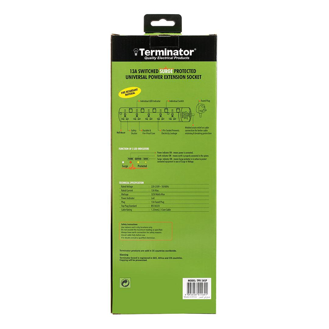 5 Way Universal Power Extension with Surge Protection & 3M Cable length.