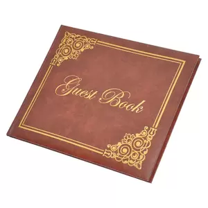 FIS Golden Guest Book, Vinyl Cover Material, 64 Sheets, White Paper, 80 gsm, 1 Side Padded Cover With Gilding, 260 x 215 mm Size - FSCLGUEST-01