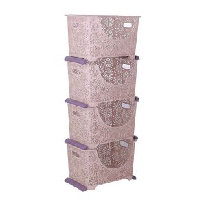 Royalford Dynamic 4 Tier Storage Cabinet - Plastic - Multicolor